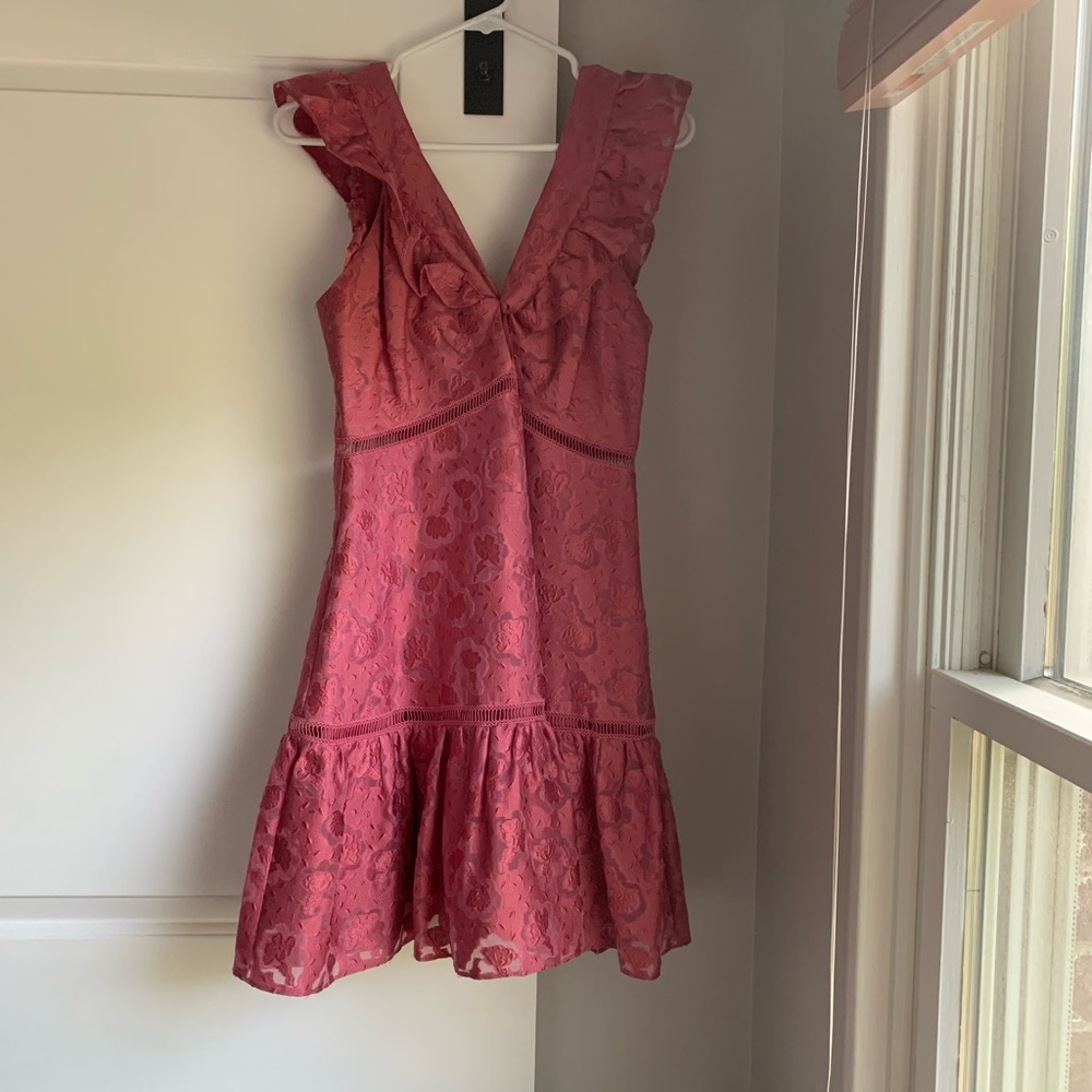 Rebecca Taylor / Aly Fil Coupe Jacquard Ruffle floral flounce dress 4